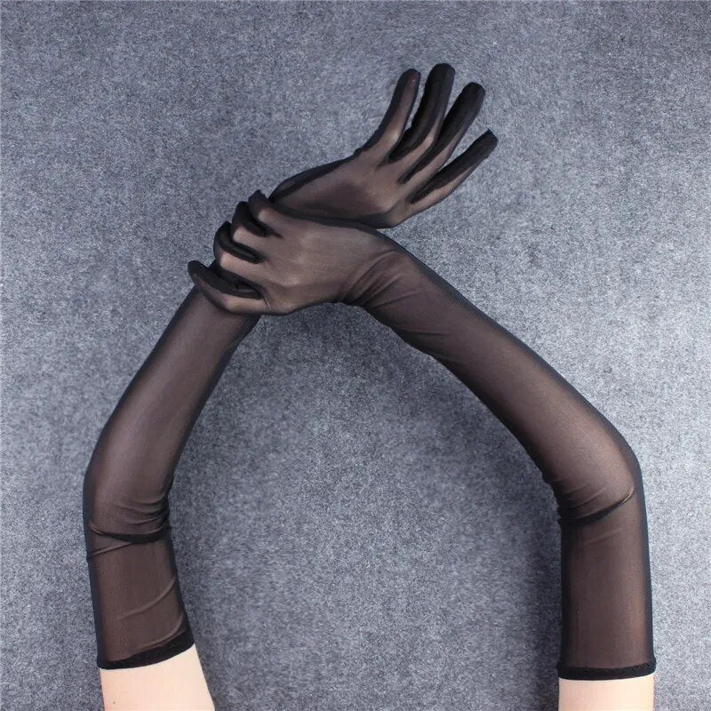 Długie prześwitujące rękawiczki