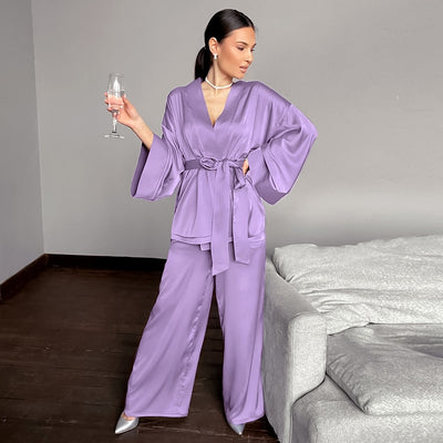 Satynowa długa piżama