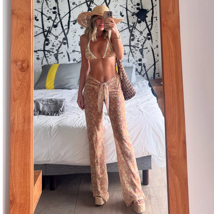 Letni zestaw bikini z długimi spodniami