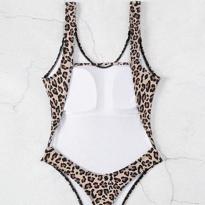 Jednoczęściowy strój kąpielowy z motywem panterki