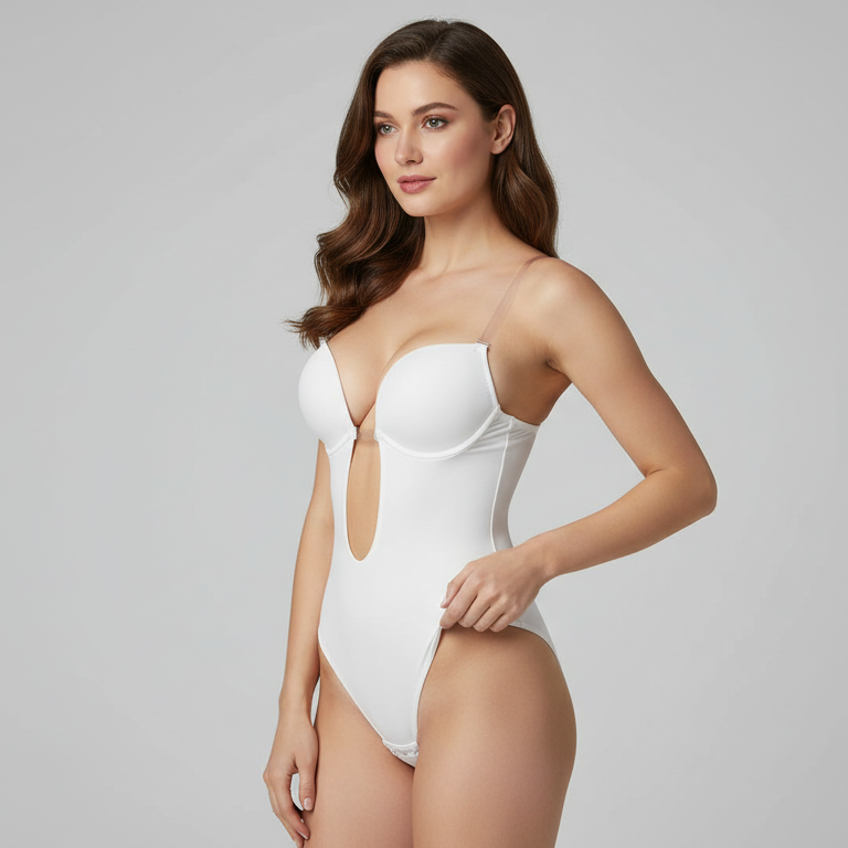 Body modelujące  z odkrytymi plecami i transparentnymi ramiączkami